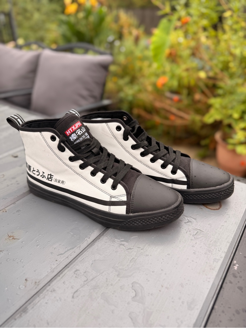 Fuji2 High Top Sneakers by Hardtuned: 
Black & White High-Top Canvas Sneaker